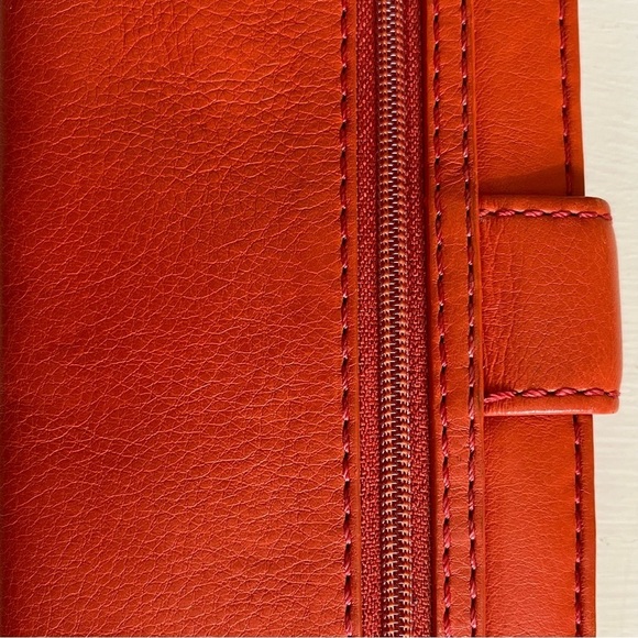 Fossil Orange Cowhide Leather Wallet Bifold Credit Card Zip Compartment Coins - Picture 9 of 15